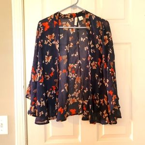 Xhilaration navy print sheer cardigan
